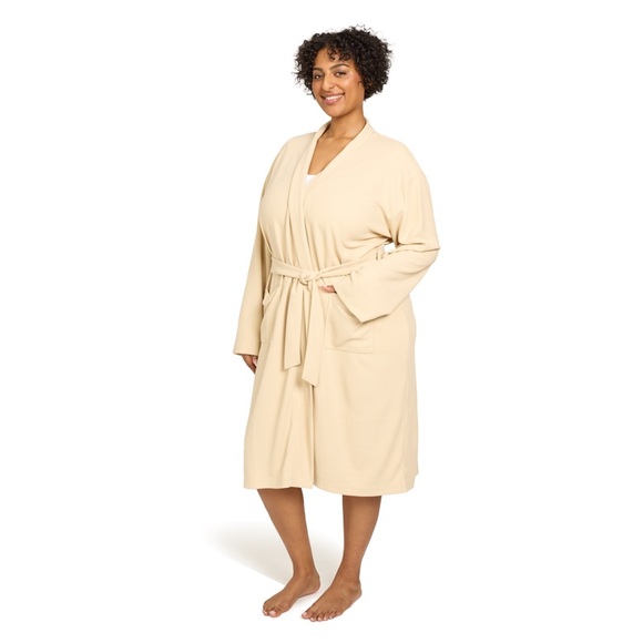 NEW Line & Dot Waffle Knit Robe - L/XL, Cream - Picture 1 of 3
